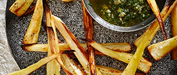 Parsnip Chips With Salsa Verde